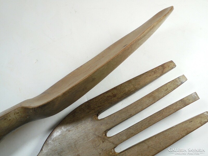 Old carved wooden large size spoon fork wall decoration philippines philippines souvenir tourist memory