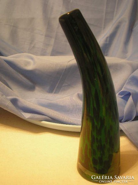 N1 Muránói türkiz zöld kétrétegű virágváza 23 cm hibátlanul eladó