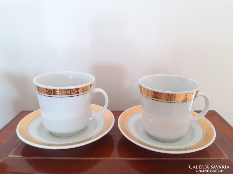 Old lowland porcelain coffee cup with gold stripe 2 pcs