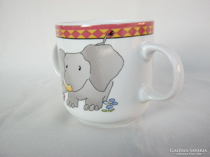 Willeroy&Bosch porcelán elefántos mese mintás gyerek bögre két füllel