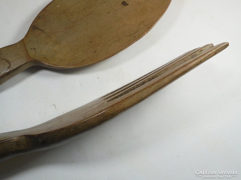 Old carved wooden large size spoon fork wall decoration philippines philippines souvenir tourist memory