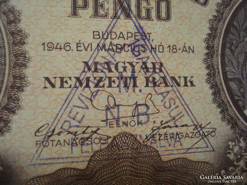 1 milliárd pengő 1946  Nem hivatalos jelőlés bélyegzéssel!