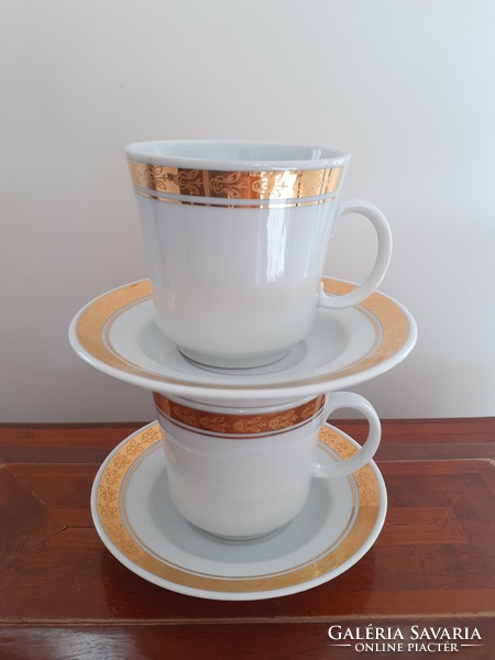 Old lowland porcelain coffee cup with gold stripe 2 pcs