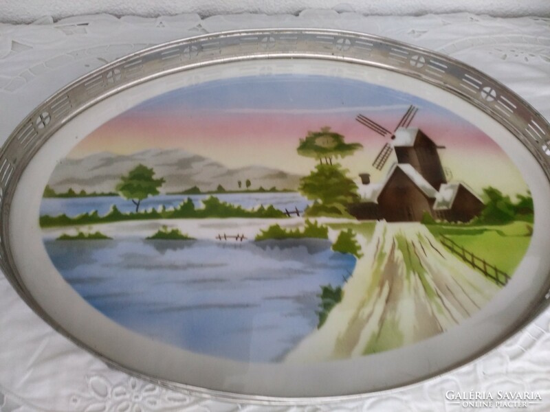 Antique gm marked hand painted earthenware tray from 1887