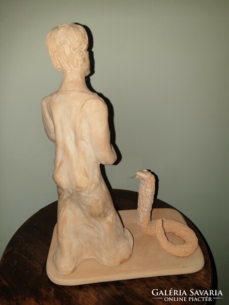 The Little Prince and the Snake, terracotta sculpture