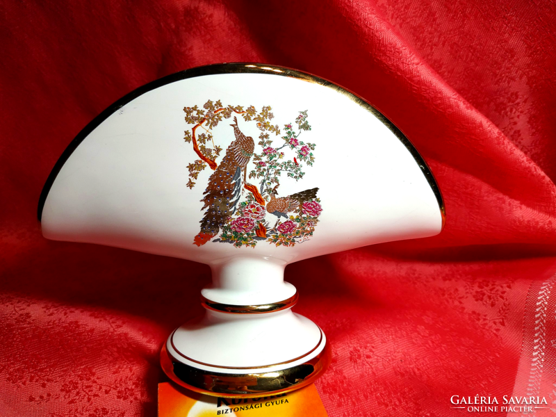 Gilded peacock patterned porcelain napkin holder
