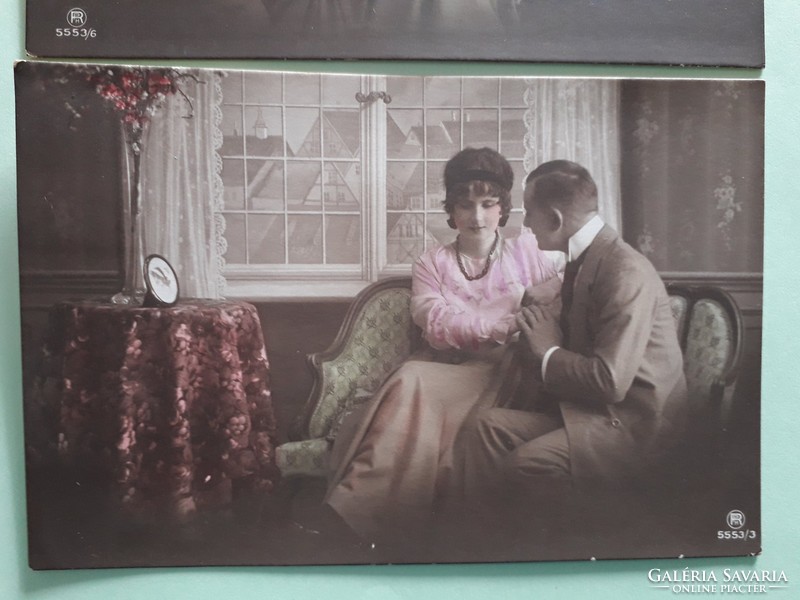 Régi képeslap 1917 szerelmespár fotó levelezőlap 3 db