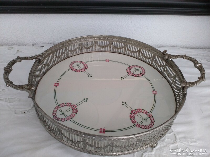 Hand painted faience antique tray