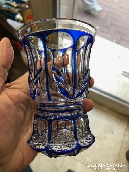 Biedermeier glass beaker, in beautiful condition, 16 cm high
