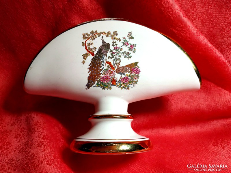 Gilded peacock patterned porcelain napkin holder