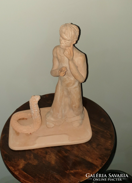The Little Prince and the Snake, terracotta sculpture