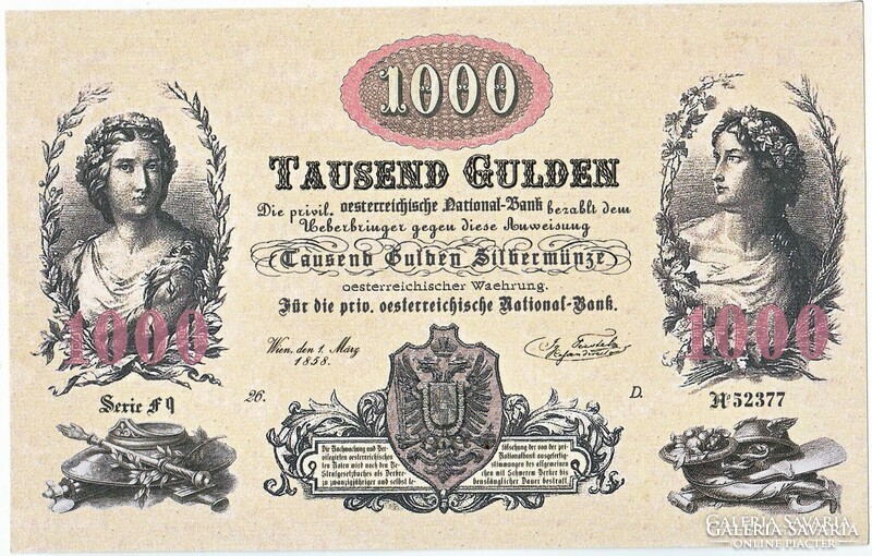 Ausztria 1000 Osztrák-Magyar gulden1858 REPLIKA  UNC
