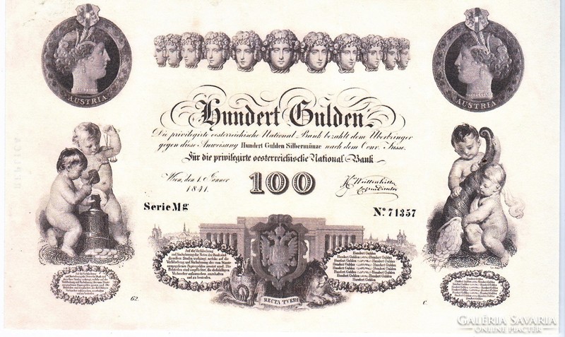 Ausztria 100 Osztrák-Magyar gulden1841 REPLIKA  UNC
