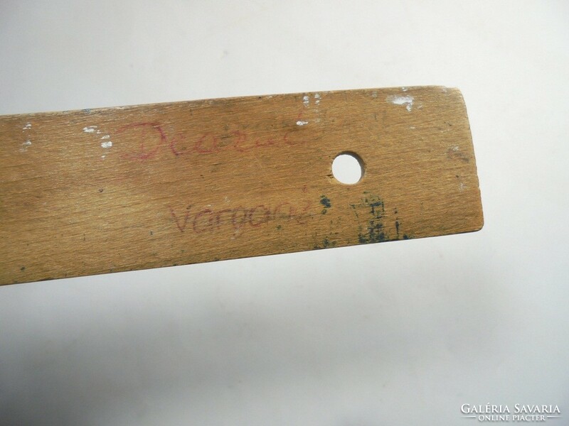 Retro régi iskolai fa vonalzó körmös tanszer - felirat: FATÖMEG 32 Id MSZ 4974 - kb. 1960-as évek