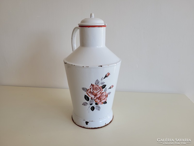 Old enamel enamel rose patterned jug bonyhád vintage water jug 7 l water jug