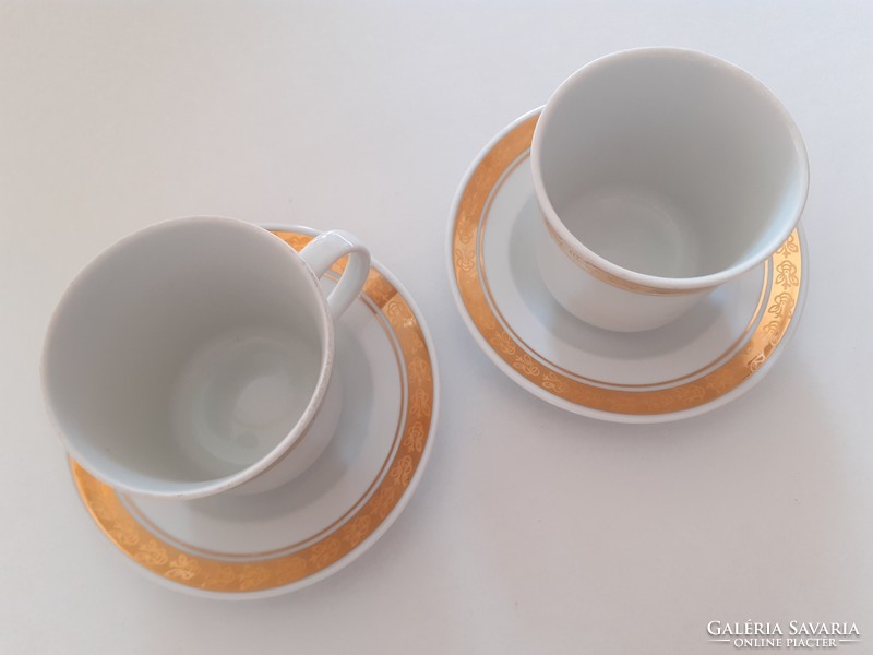 Régi Alföldi porcelán kávés csésze aranycsíkkal  2 db