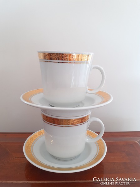 Old lowland porcelain coffee cup with gold stripe 2 pcs