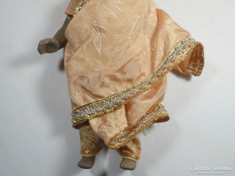 Retro vintage old toy exotic porcelain doll - in Indian (sari) dress - height: 22 cm