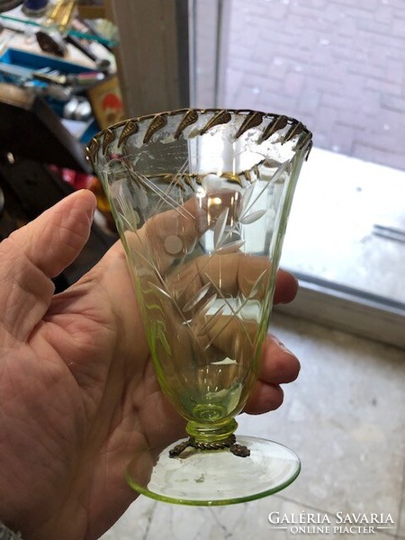 Biedermeier glass beaker, in beautiful condition, 16 cm high