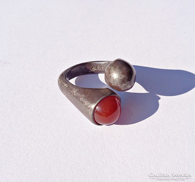 Carnelian stone silver ring
