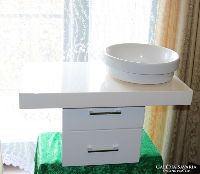 Noralex high-gloss snow-white bathroom vanity cabinet with sink for sale at 1/3 price