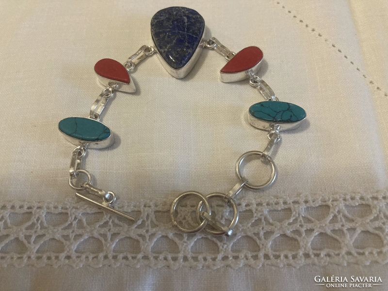 Silver-plated semi-precious stone bracelet, bracelet