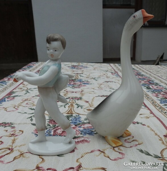Hollóházi porcelán figura - Ludas Matyi és Lúd egyben eladó