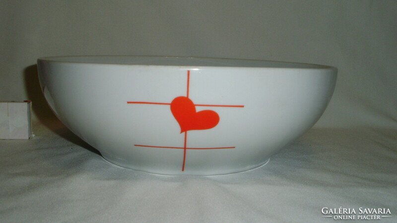 Retro Alföldi porcelán tál piros szív mintával