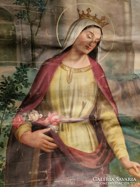 Antique huge-sized holy pictures, altar pictures!!! 4. Saint Elizabeth of Árpádház!