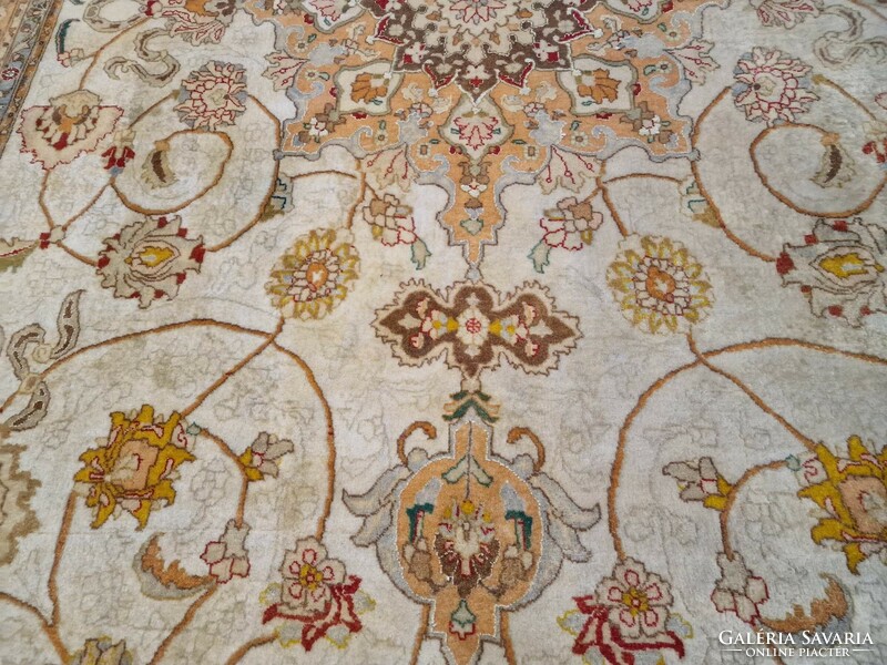 Original Iranian Silk Contour Tabriz 204x324 Hand Knotted Wool Persian Carpet ff_26