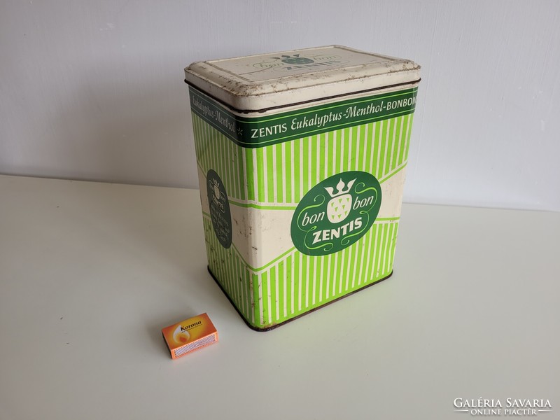 Old Vintage Large Size Zentis Eucalyptus Menthol Bonbon Candy Chocolate Metal Tin Tin Tin Box