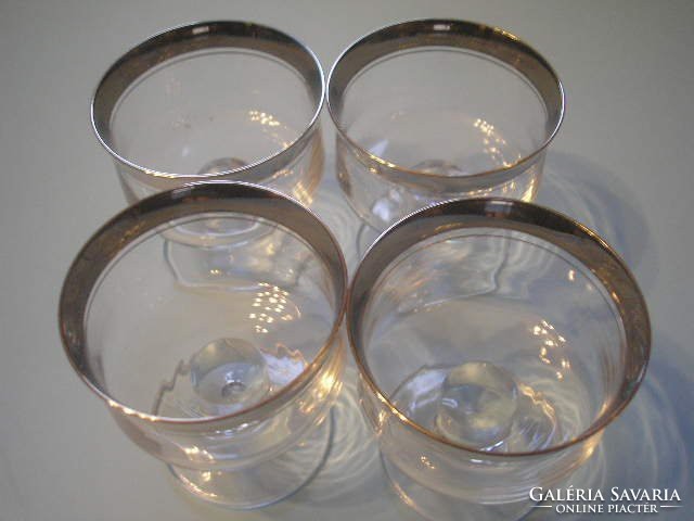 U7 antique thick silver rim ornate glass set with 4 pcs rarity curiosity