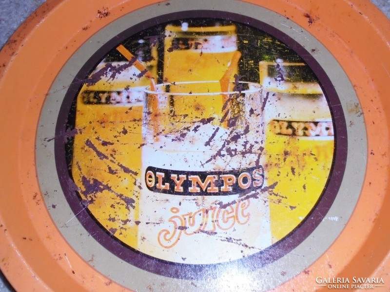 Retro Olympos soft drink - advertising metal tray - pub catering industry - from the 1970s