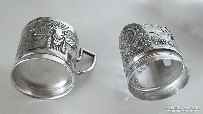 2 silver-plated art nouveau cup holders