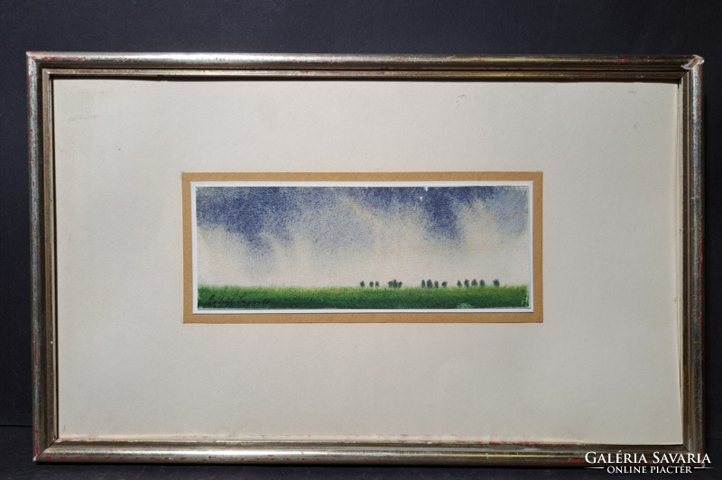 Lajos Balogh miniature landscape watercolor, 1990 (full size 35x22 cm)