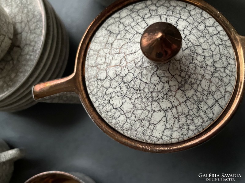 Special retro fs stas special stone pattern porcelain coffee set with bronze interior