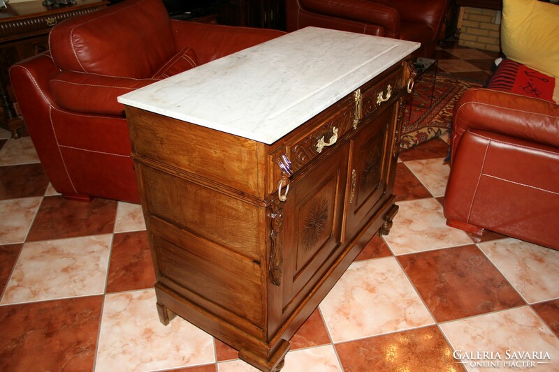 Old German marble carved chest of drawers