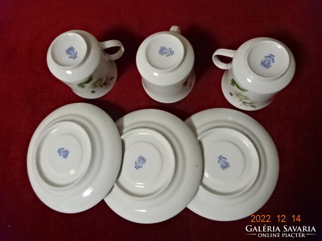 Alföldi porcelain tea cup + saucer with daisy pattern, 3 pieces in one. He has! Jokai.
