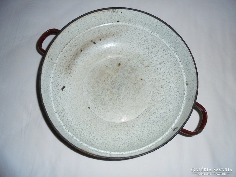 Retro enameled bowl with handles vajling - quarry - 32 cm diameter from the 1950s-1970s