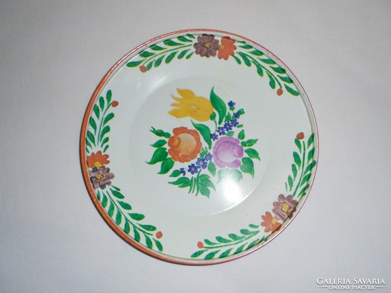 Retro painted metal plate wall plate decorative plate - 20 cm diameter