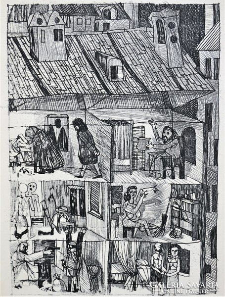 Béla Kondor (1931-1972): illustration II., Etching
