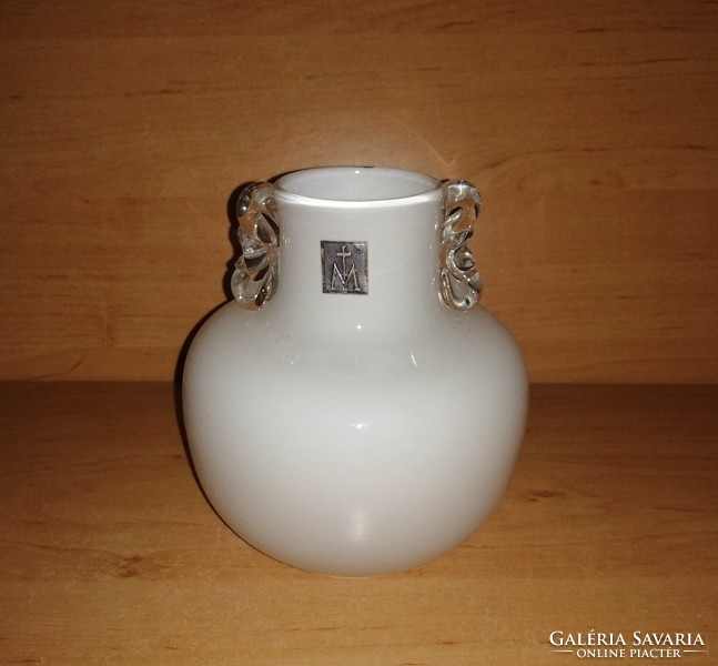 Fehér üveg váza 14 cm (28/d)