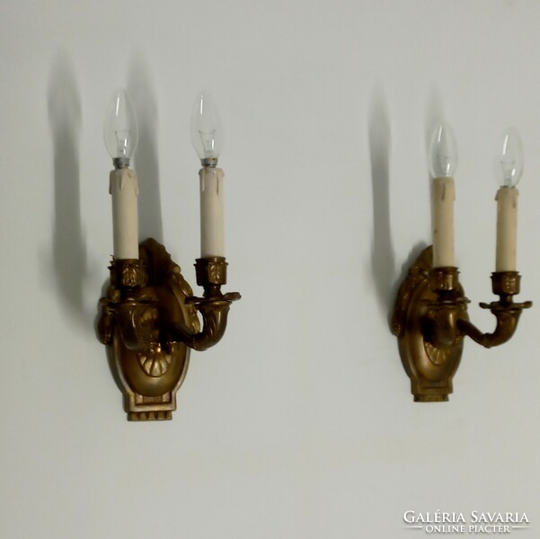 Pair of antique copper double wall arm lamps 2 pcs