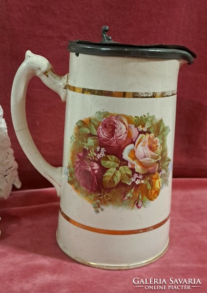 S.Johnson antique metal jug with lid