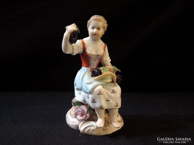 No. 19 Potschappel carl thieme vintage girl porcelain figurine grapes meissen dresden dresden