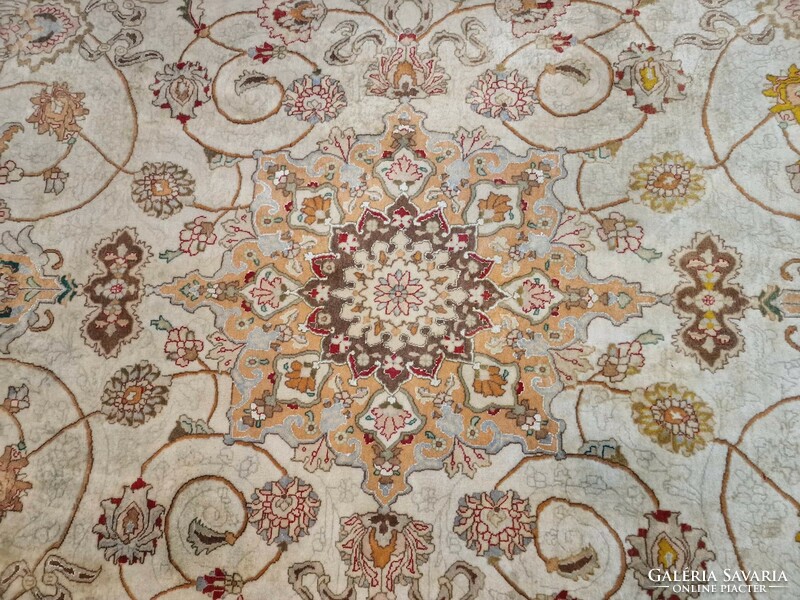 Original Iranian Silk Contour Tabriz 204x324 Hand Knotted Wool Persian Carpet ff_26