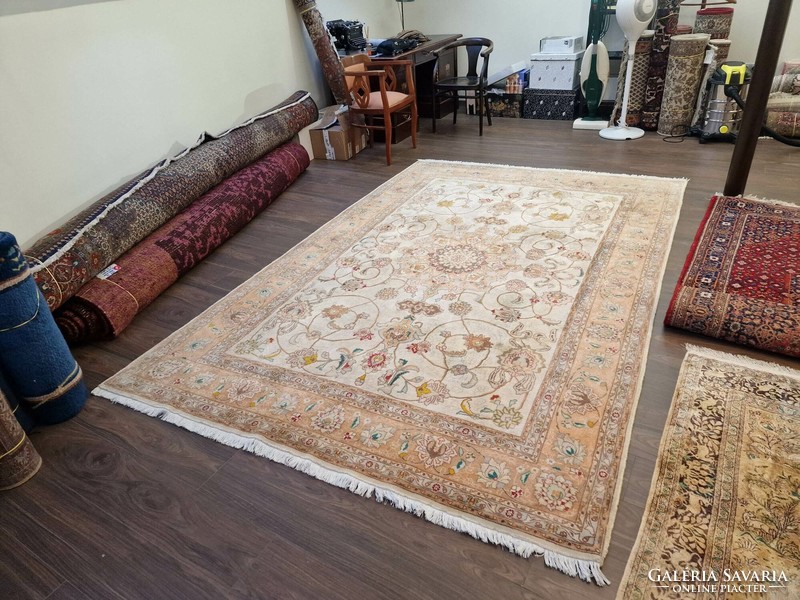 Original Iranian Silk Contour Tabriz 204x324 Hand Knotted Wool Persian Carpet ff_26