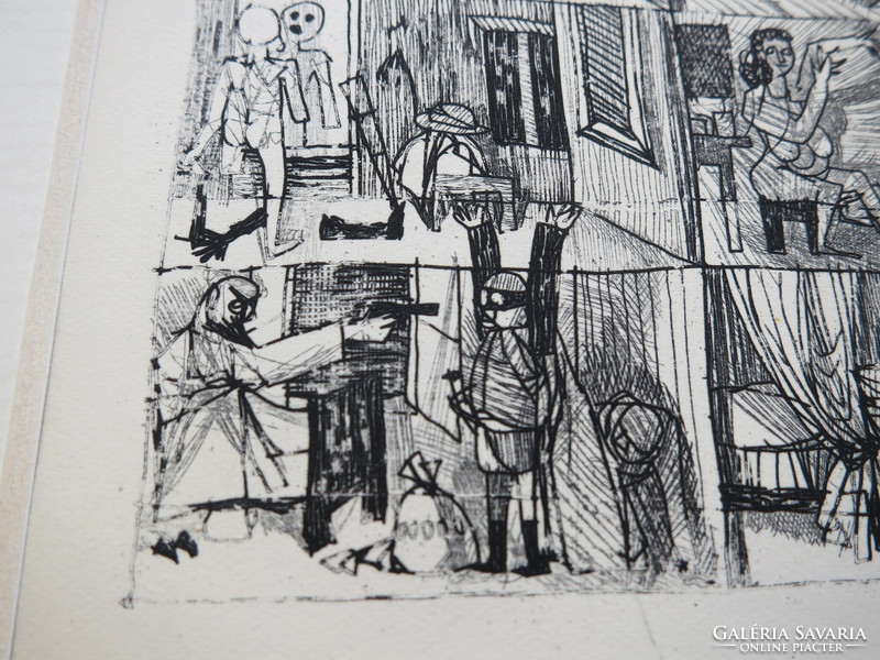 Kondor Béla (1931-1972): Illusztráció II., rézkarc, oeuvre katalógus 61/49