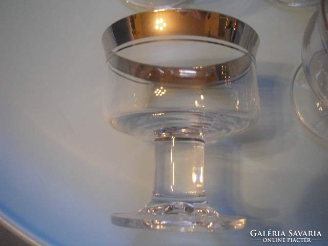 U7 antique thick silver rim ornate glass set with 4 pcs rarity curiosity