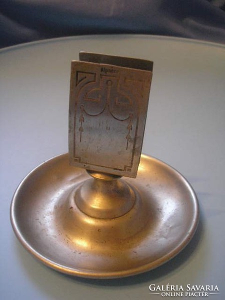 U8 antique coffee house match holder and ashtray in one, silver-plated chiseled ornate rarity